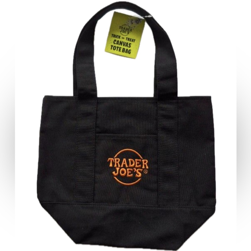 Black Canvas Tote with Orange Logo - Trader Joe's Inspired